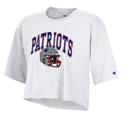 New England Patriots Champion Women's Boyfriend Cropped T-Shirt White