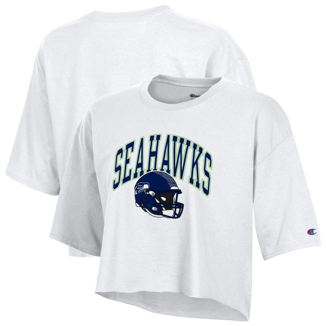 Seattle Seahawks Champion Women's Boyfriend Cropped T-Shirt White