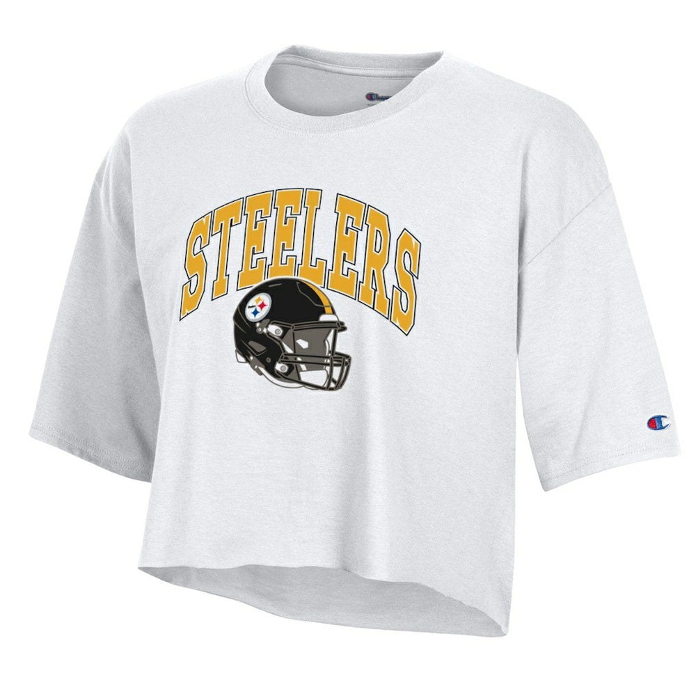 Pittsburgh Steelers Champion Women's Boyfriend Cropped T-Shirt White