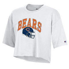 Chicago Bears Champion Women's Boyfriend Cropped T-Shirt White