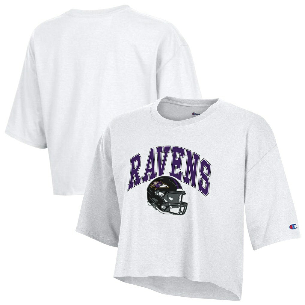 Baltimore Ravens Champion Women's Boyfriend Cropped T-Shirt White