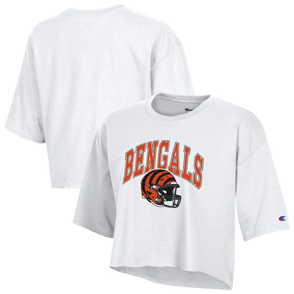 Cincinnati Bengals Champion Women's Boyfriend Cropped T-Shirt White
