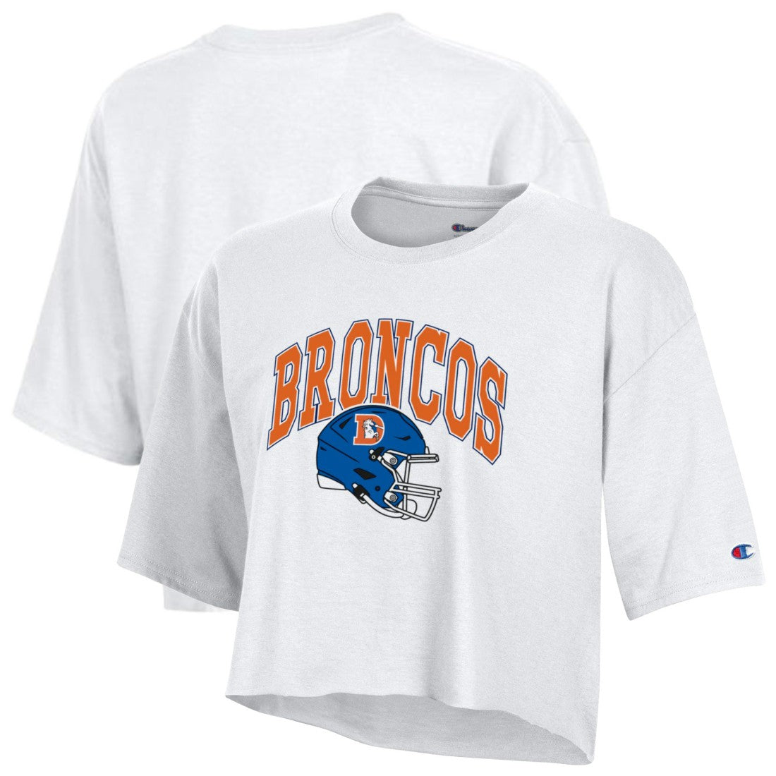 Denver Broncos Champion Women's Boyfriend Cropped T-Shirt White