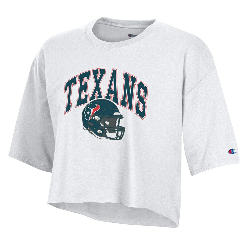 Houston Texans Champion Women's Boyfriend Cropped T-Shirt White
