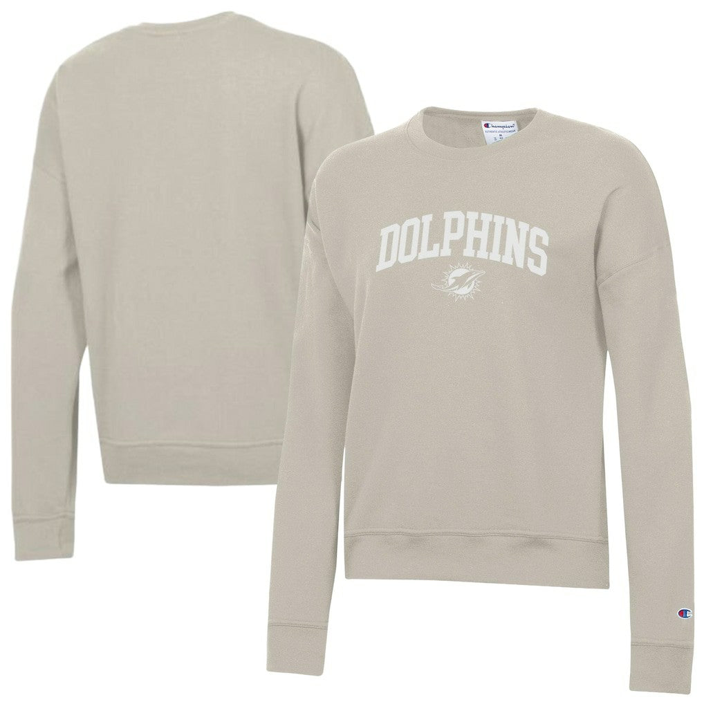 Miami Dolphins Champion Women's Powerblend Cocoa Butter Fleece Sweatshirt Light Brown