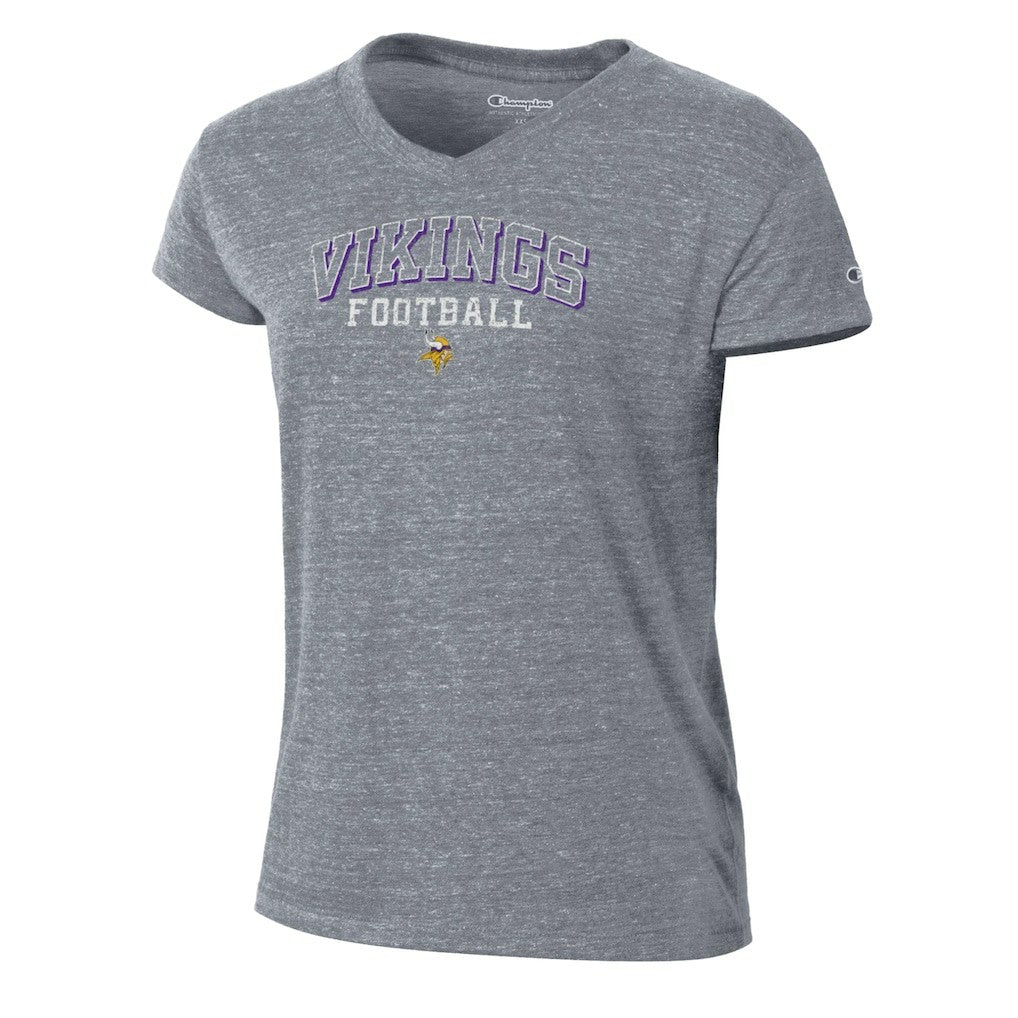 Minnesota Vikings Champion Women's Triumph Tri-Blend V-Neck T-Shirt Heather Gray