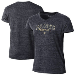 New Orleans Saints Champion Women's Triumph Tri-Blend V-Neck T-Shirt Black