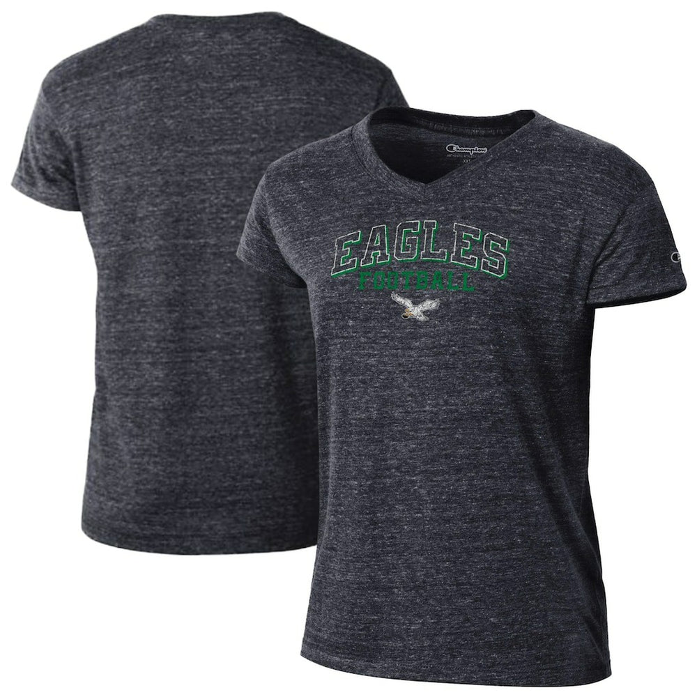 Philadelphia Eagles Champion Women's Triumph Tri-Blend V-Neck T-Shirt Black