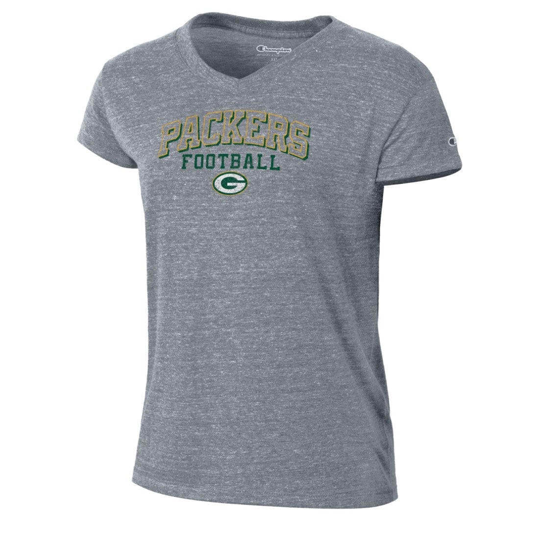Green Bay Packers Champion Women's Triumph Tri-Blend V-Neck T-Shirt Heather Gray