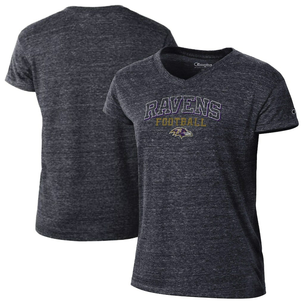 Baltimore Ravens Champion Women's Triumph Tri-Blend V-Neck T-Shirt Black