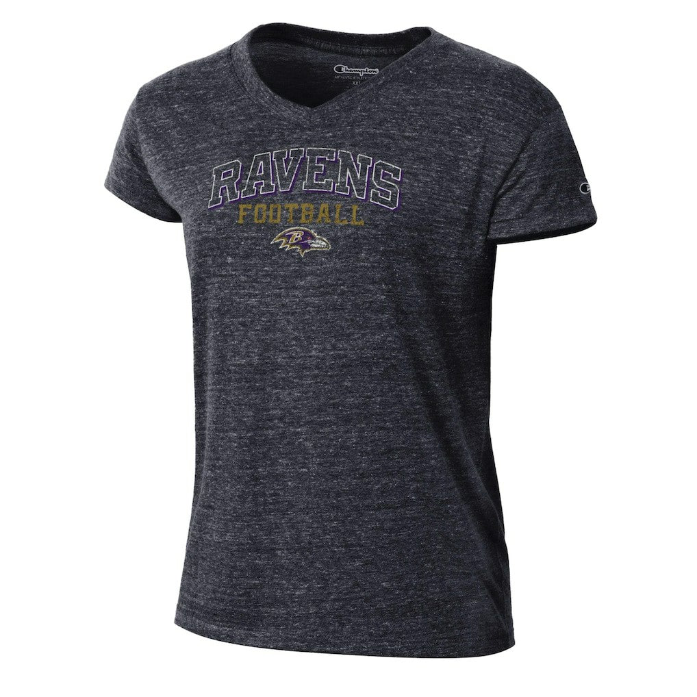 Baltimore Ravens Champion Women's Triumph Tri-Blend V-Neck T-Shirt Black