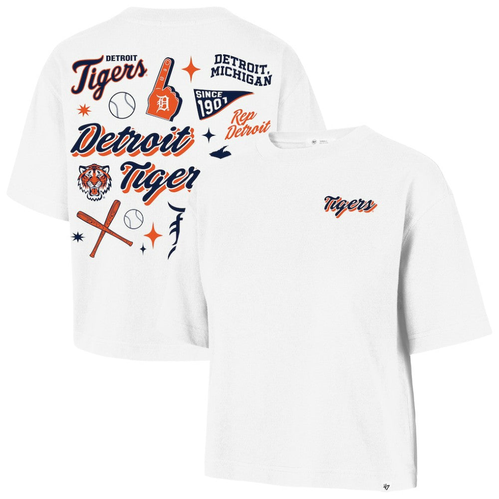 Detroit Tigers '47 Women's Collage Script Reed City T-Shirt - White - 47 brand Discount