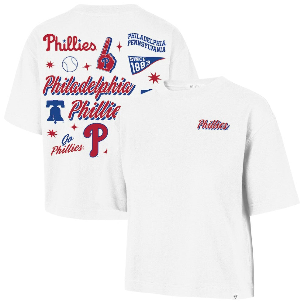 Philadelphia Phillies '47 Women's Collage Script Reed City T-Shirt - White - 47 brand Lifestyle