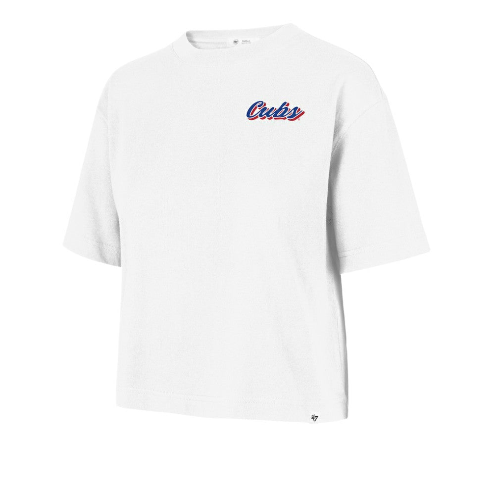 Chicago Cubs '47 Women's Collage Script Reed City T-Shirt - White - 47 brand Lifestyle