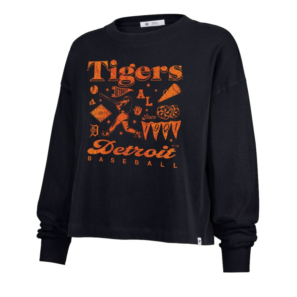Detroit Tigers '47 Women's Team Collage Sydney Long Sleeve T-Shirt - Navy - 47 brand Online