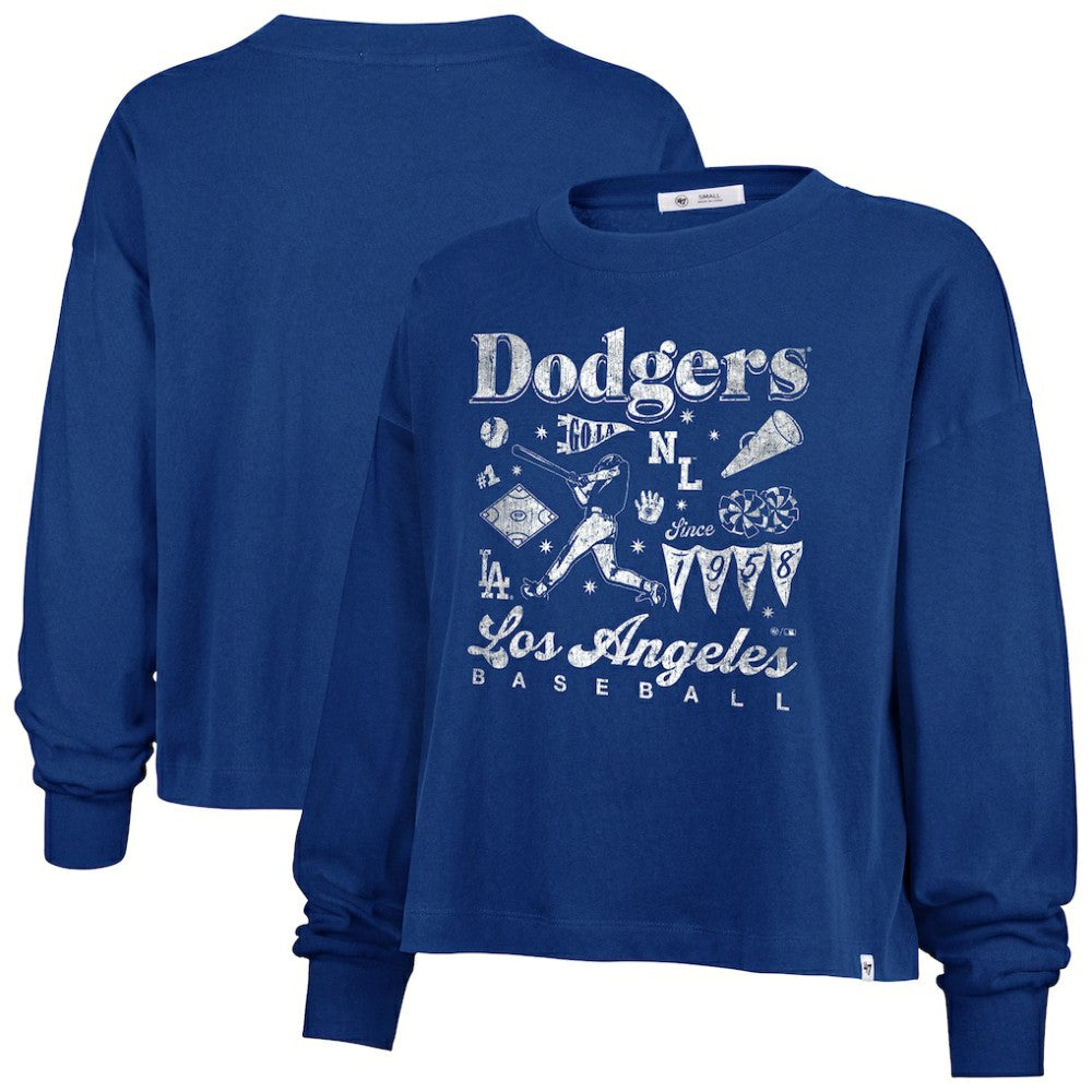 Los Angeles Dodgers '47 Women's Team Collage Sydney Long Sleeve T-Shirt - Royal - 47 brand Online