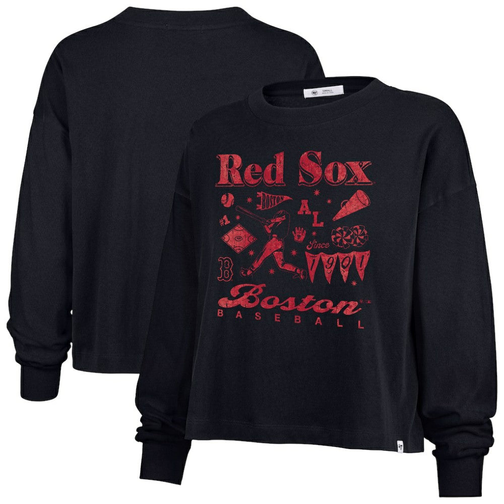 Boston Red Sox '47 Women's Team Collage Sydney Long Sleeve T-Shirt - Navy - 47 brand Sale