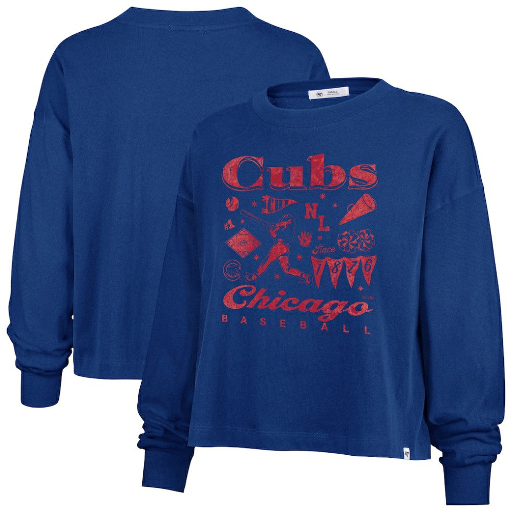 Chicago Cubs '47 Women's Team Collage Sydney Long Sleeve T-Shirt - Royal - 47 brand Discount