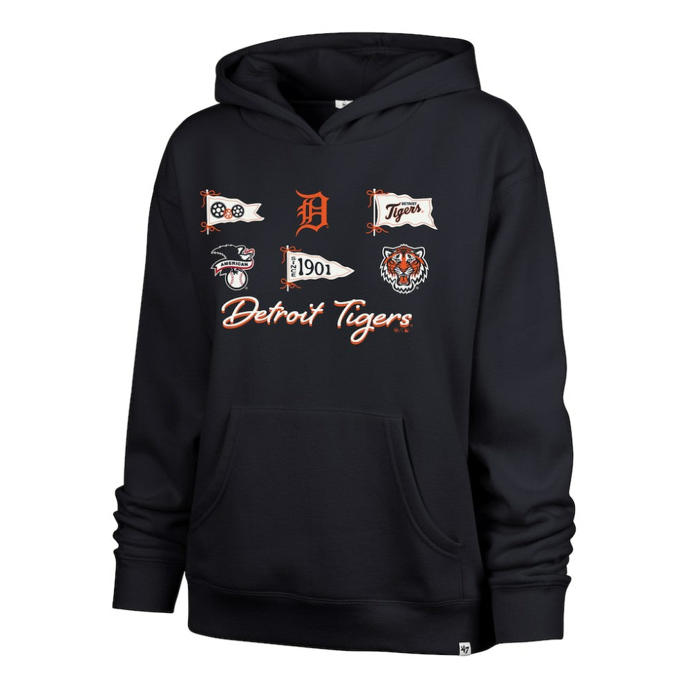 Detroit Tigers '47 Women's Bow & Banners Naomi Hoodie - Navy - 47 brand Online
