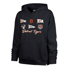 Detroit Tigers '47 Women's Bow & Banners Naomi Hoodie - Navy - 47 brand Online