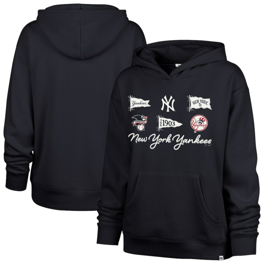 New York Yankees '47 Women's Bow & Banners Naomi Hoodie - Navy - 47 brand Sale