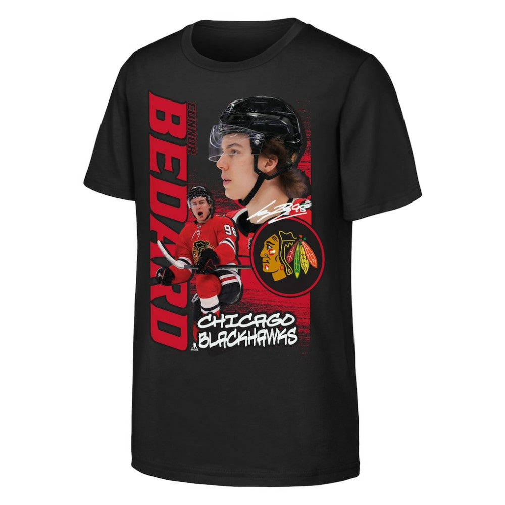 Connor Bedard Chicago Blackhawks Outerstuff Youth Playmaker T-Shirt - Black - NHL 203700976