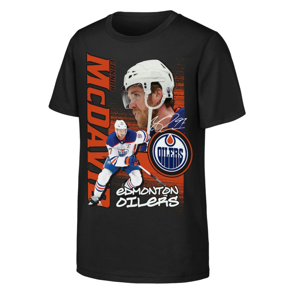 Connor McDavid Edmonton Oilers Outerstuff Youth Playmaker T-Shirt - Black - NHL 203700977
