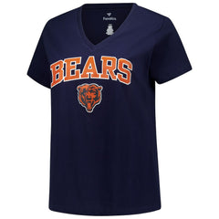 Fanatics Chicago Bears Women's Plus Size Arch Over Logo V-Neck T-Shirt Navy