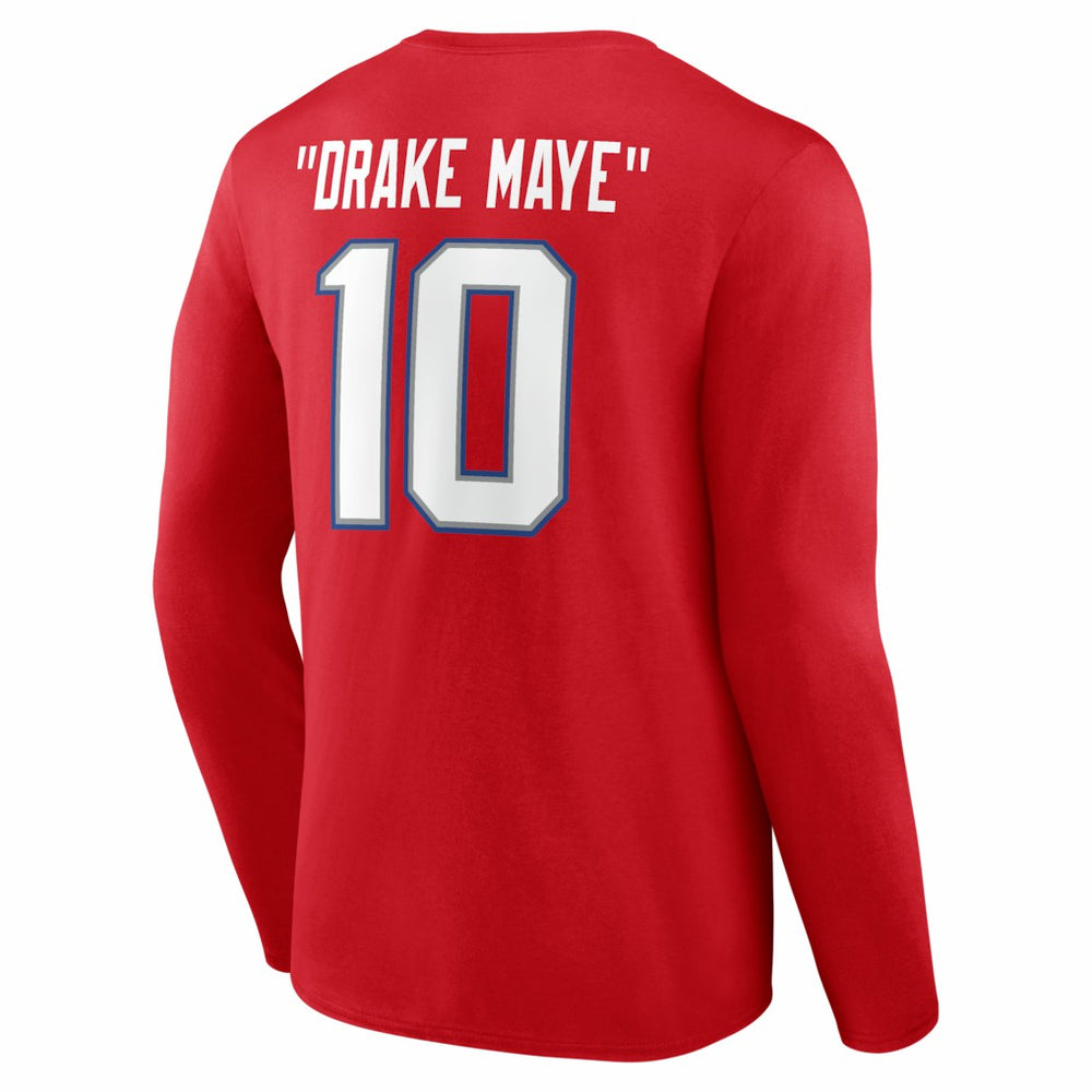 Drake Maye New England Patriots Nickname Long Sleeve T-Shirt Red