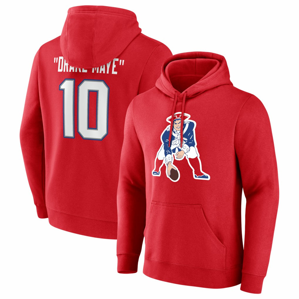 Drake Maye New England Patriots Nickname Hoodie Red