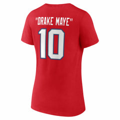 Drake Maye New England Patriots Women's Nickname V-Neck T-Shirt Red