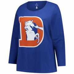 Fanatics Denver Broncos Women's Plus Size Primary Logo Long Sleeve Scoop Neck T-Shirt Royal