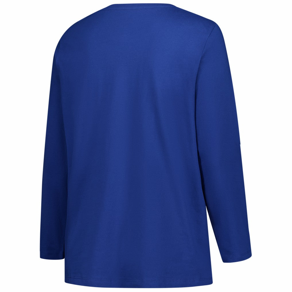 Fanatics Denver Broncos Women's Plus Size Primary Logo Long Sleeve Scoop Neck T-Shirt Royal