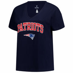 Fanatics New England Patriots Women's Plus Size Arch Over Logo V-Neck T-Shirt Navy