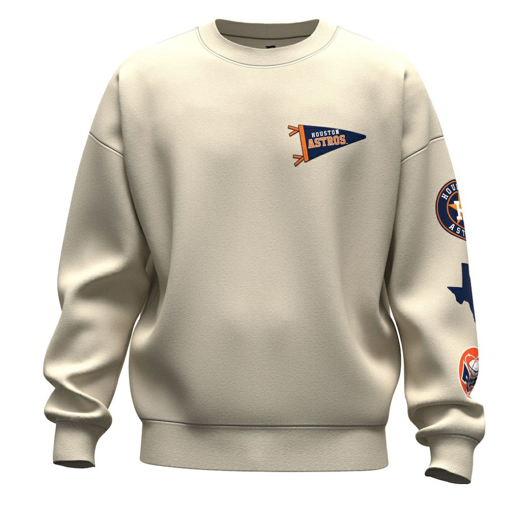 Houston Astros Fanatics Unisex Spirit Jersey Fleece Crewneck Pennant Sweatshirt - Tan - Fanatics Discount
