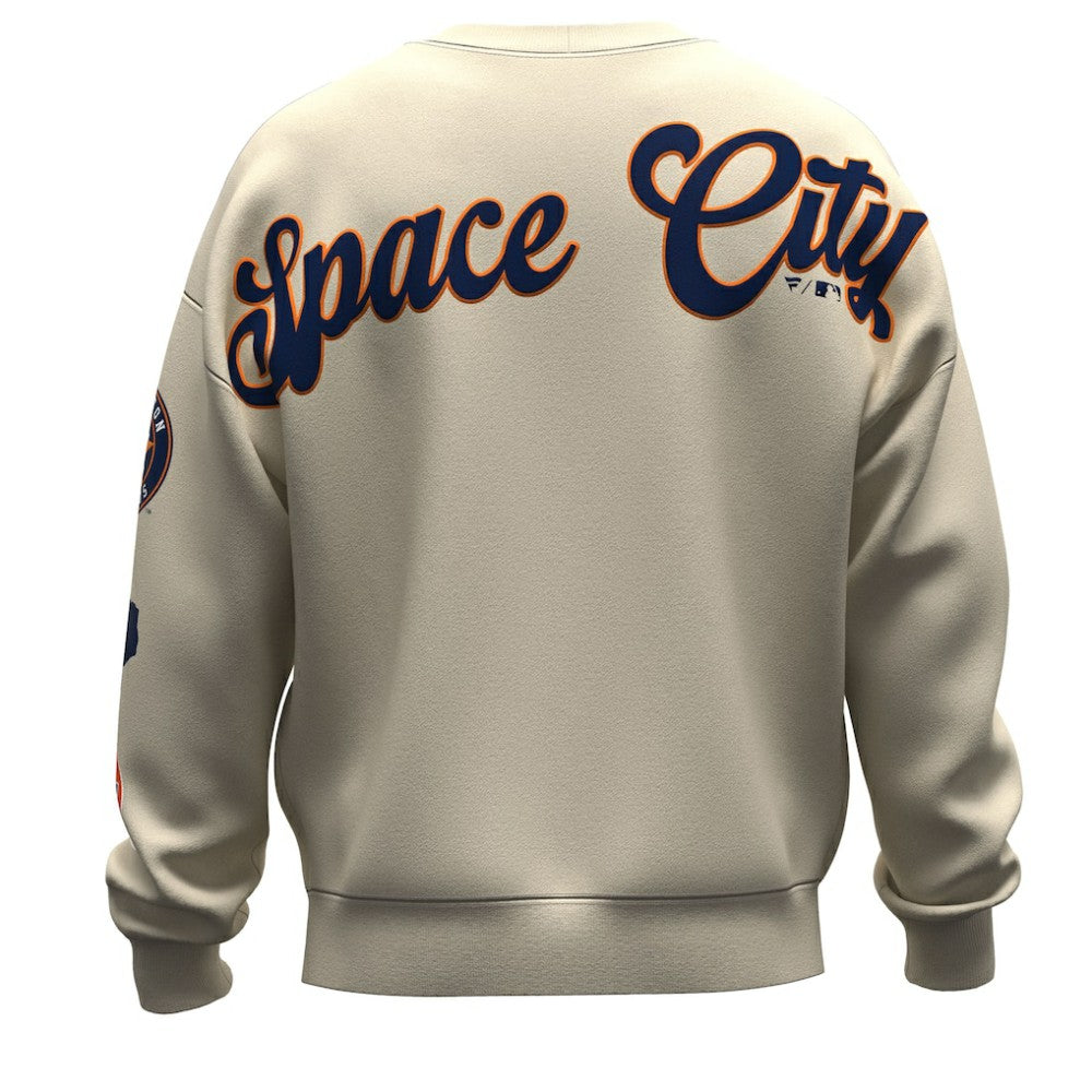 Houston Astros Fanatics Unisex Spirit Jersey Fleece Crewneck Pennant Sweatshirt - Tan - Fanatics Discount