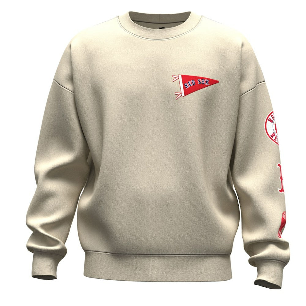 Boston Red Sox Fanatics Unisex Spirit Jersey Fleece Crewneck Pennant Sweatshirt - Tan - Fanatics Lifestyle