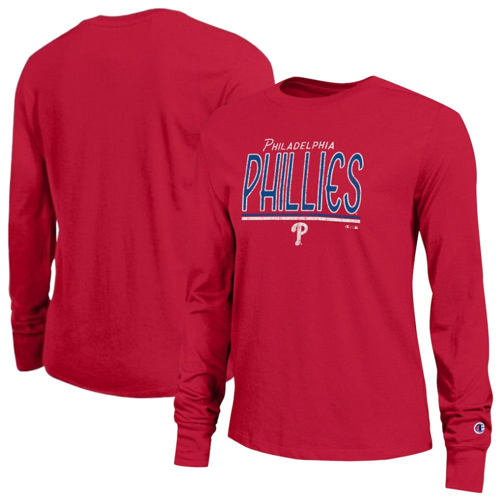 Philadelphia Phillies Champion Women's Long Sleeve T-Shirt - Red - MLB Lifestyle