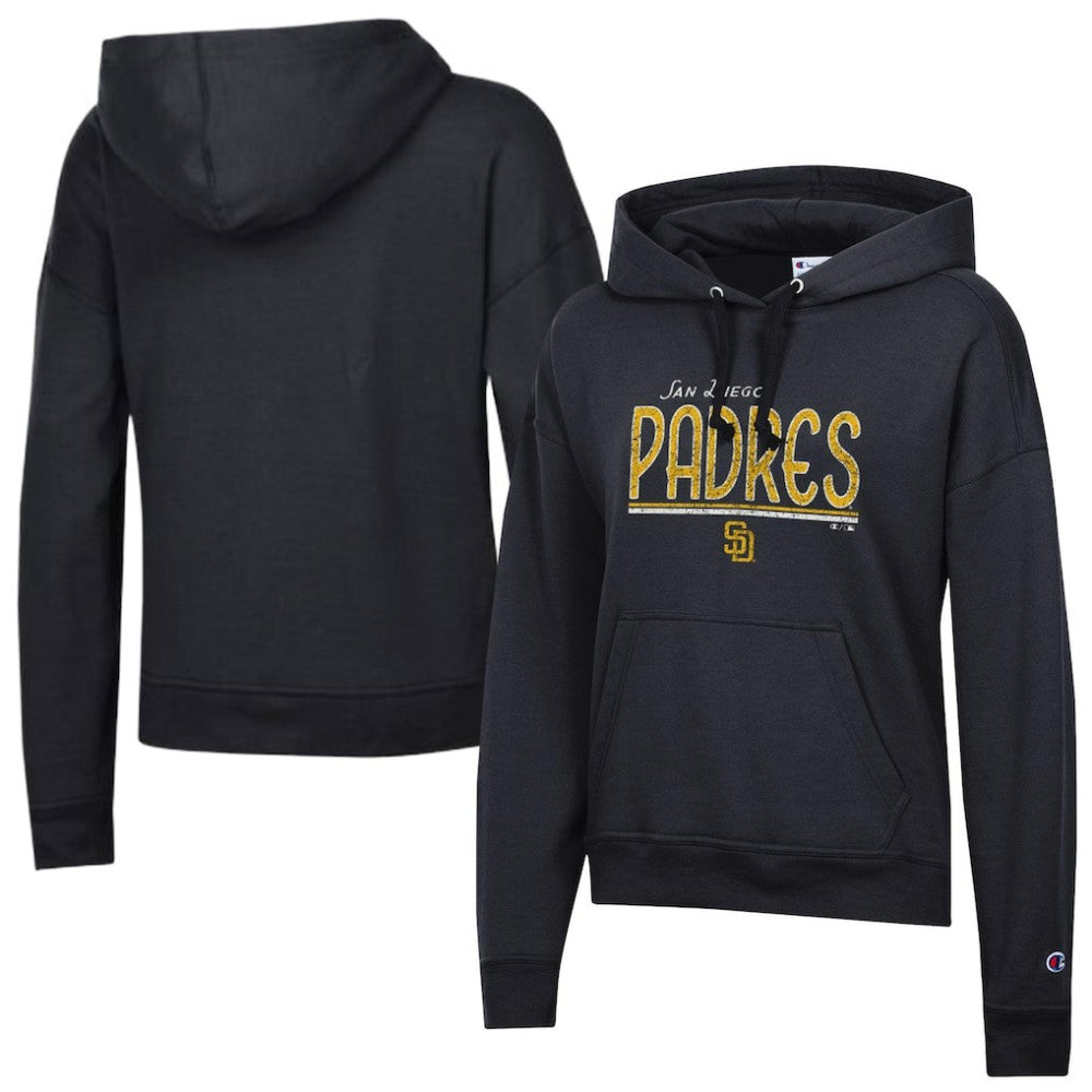San Diego Padres Champion Women's Vintage Powerblend Hoodie - Black - MLB Lifestyle