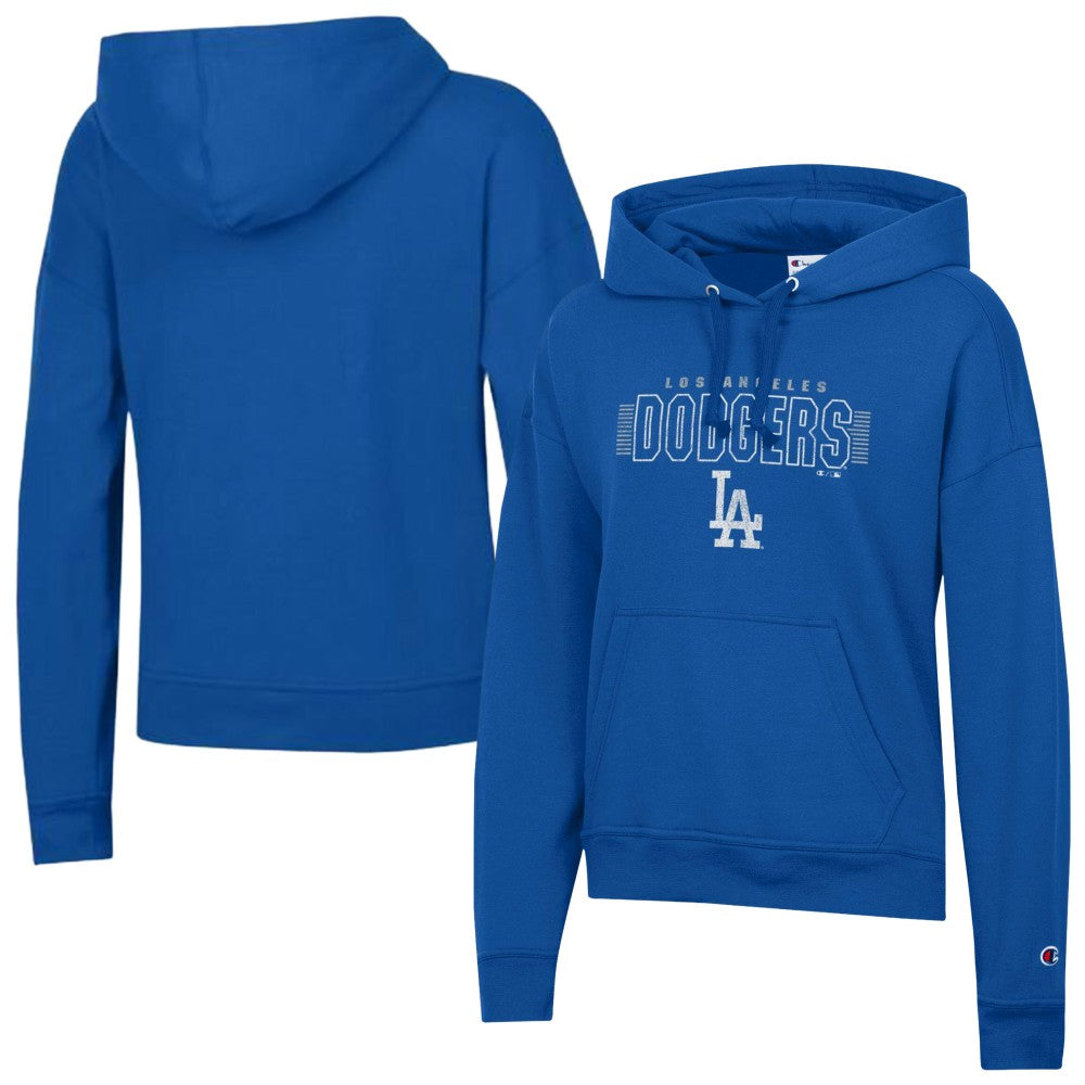 Los Angeles Dodgers Champion Women's Distressed Powerblend Hoodie - Royal - MLB Discount