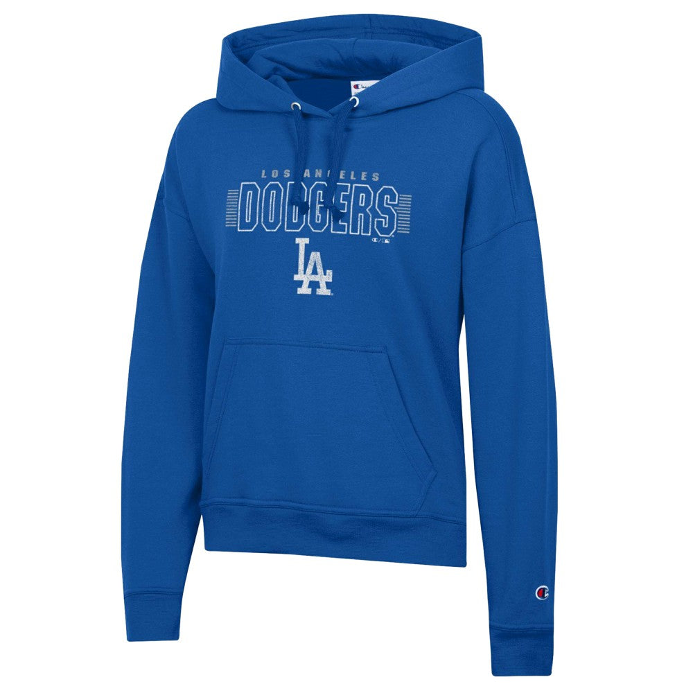 Los Angeles Dodgers Champion Women's Distressed Powerblend Hoodie - Royal - MLB Discount