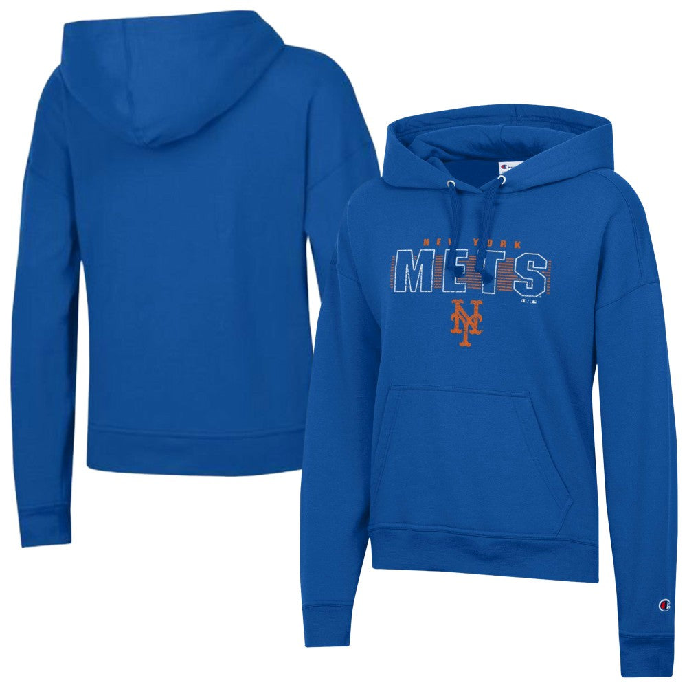New York Mets Champion Women's Distressed Powerblend Hoodie - Royal - MLB Discount