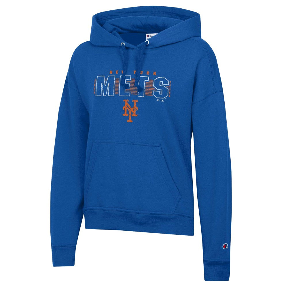 New York Mets Champion Women's Distressed Powerblend Hoodie - Royal - MLB Discount