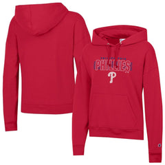 Philadelphia Phillies Champion Women's Distressed Powerblend Hoodie - Red - MLB Sale