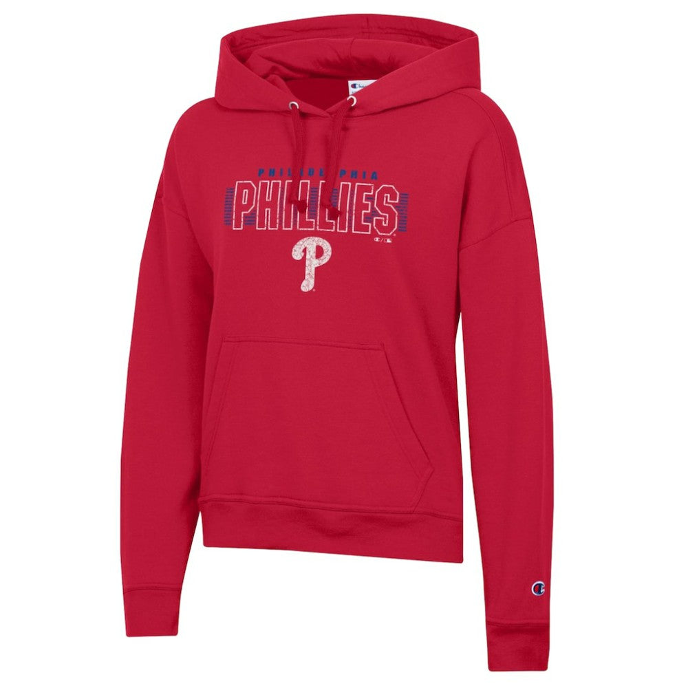 Philadelphia Phillies Champion Women's Distressed Powerblend Hoodie - Red - MLB Sale