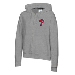 Philadelphia Phillies Champion Women's Powerblend Fleece Full-Zip Hoodie - Heather Gray - MLB Lifestyle
