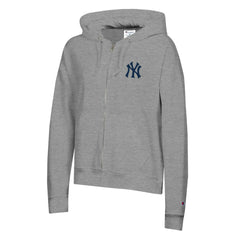 New York Yankees Champion Women's Powerblend Fleece Full-Zip Hoodie - Heather Gray - MLB on Sale