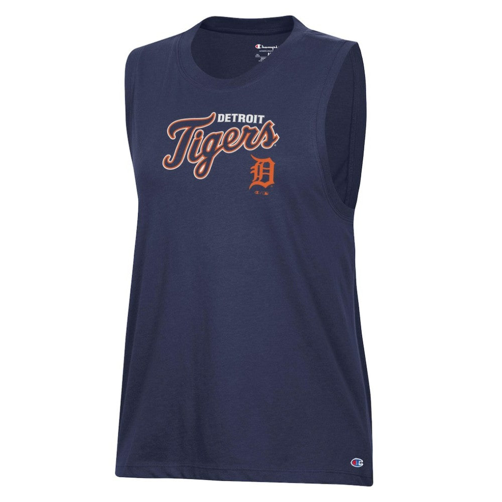 Detroit Tigers Champion Women's Muscle Tank Top - Navy - MLB Lifestyle