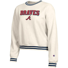 Atlanta Braves Champion Women's Reverse Weave Sweatshirt - Cream - MLB Discount