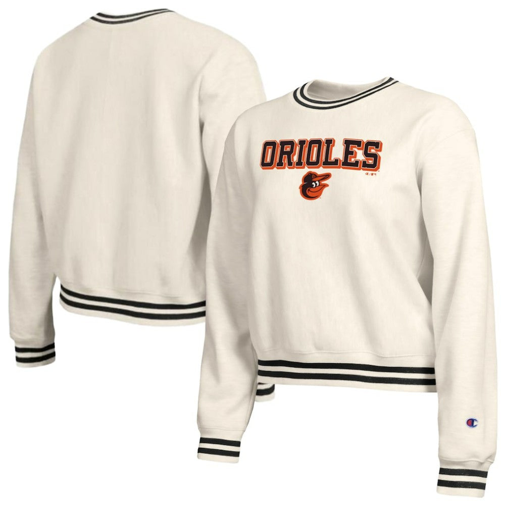 Baltimore Orioles Champion Women's Reverse Weave Sweatshirt - Cream - MLB Lifestyle